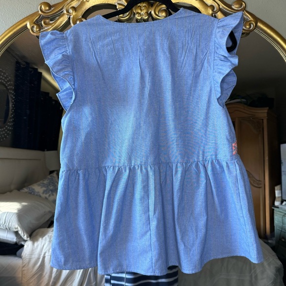 Talia v neck embroidered ruffle top large - Picture 6 of 7